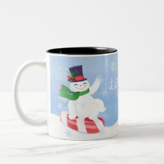 Caneca De Café Em Dois Tons Deixe-o Neve Snowman e Peppermint