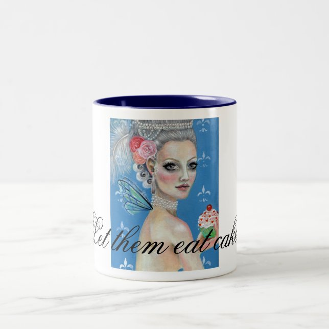 Caneca De Café Em Dois Tons Deixe-os comer bolo (Centro)