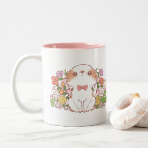 Caneca De Café Em Dois Tons Deixe seu coração florescer Mochi e Flores