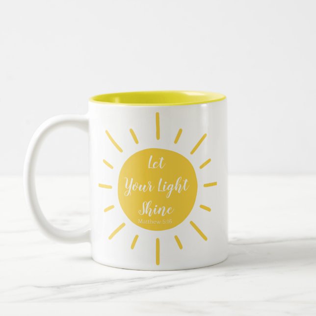 Caneca De Café Em Dois Tons Deixe Sua Luz Brilhar - Matthew 5:16 Mug (Esquerda)