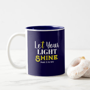 Caneca De Café Em Dois Tons Deixe Sua Luz Brilhar Parabéns Graduado Azul