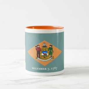 Caneca De Café Em Dois Tons Delaware, Bandeira Do Estado Americano Do Diamond