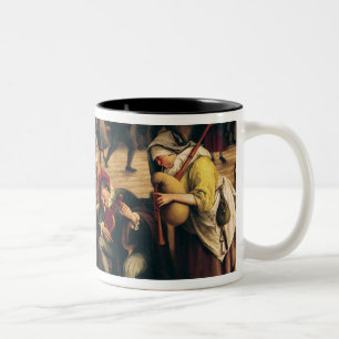 Caneca De Café Em Dois Tons Deleite-se em uma pensão, detalhe do grupo centra