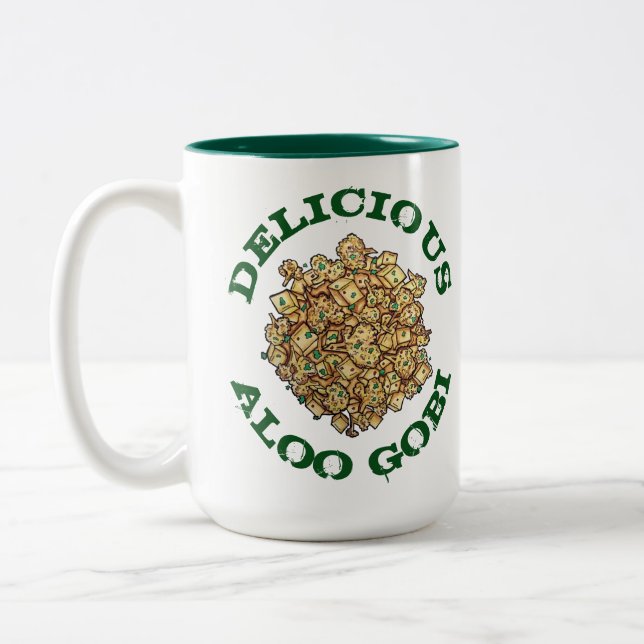 Caneca De Café Em Dois Tons Delicious Aloo Gobi Comida indiana Coury (Esquerda)