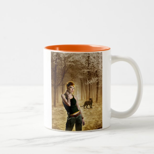 Caneca De Café Em Dois Tons Delilah: MIM HAZ CATTITUDE (Direita)