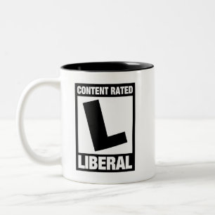 Caneca De Café Em Dois Tons Democrata Liberal Funny com Classificação de Conte