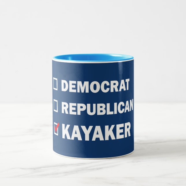 Caneca De Café Em Dois Tons Democrata Republicano Kayaker (Centro)