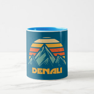 Caneca De Café Em Dois Tons Denali Alaska Retro Turquesa