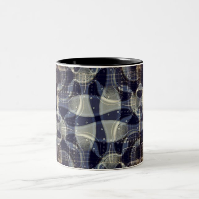 Caneca De Café Em Dois Tons Denim Guitar Abstrato Art Mug (Centro)