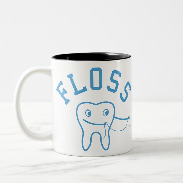 Caneca De Café Em Dois Tons Dente Dançante Fios Dental (Esquerda)