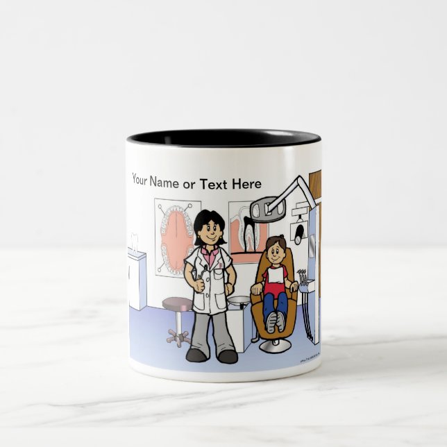 Caneca De Café Em Dois Tons Dentista - Cartoon feminino (Centro)