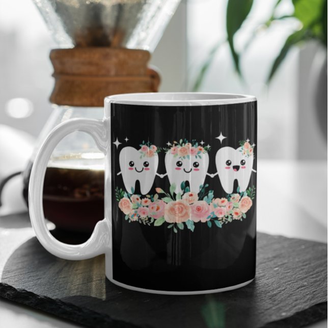 Caneca De Café Em Dois Tons Dentista Dental Assistant de Higienista Oral (Criador carregado)