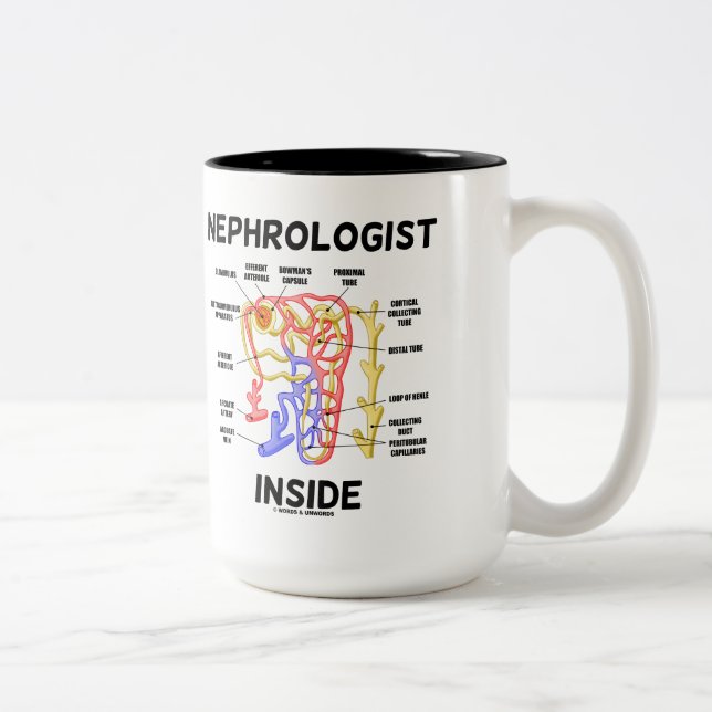 Caneca De Café Em Dois Tons Dentro do nefrologista (Rim Nephron) (Direita)