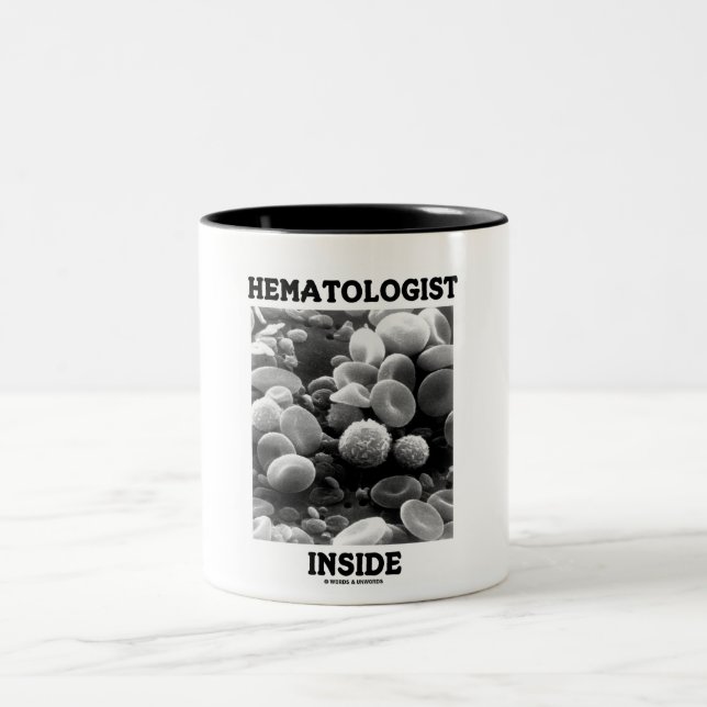 Caneca De Café Em Dois Tons Dentro Hematologista (Células sanguíneas) (Centro)