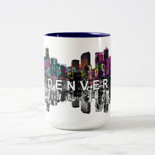 Caneca De Café Em Dois Tons Denver, Colorado em grafite