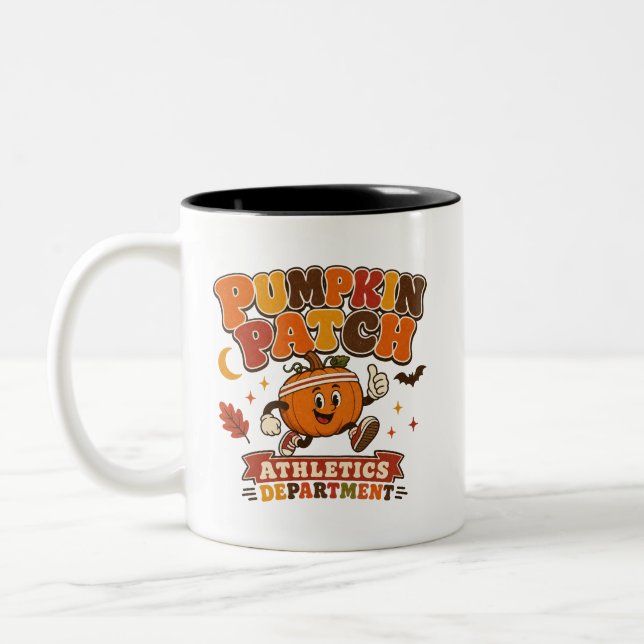 Caneca De Café Em Dois Tons Departamento de Atletismo da Pumpkin Patch (Esquerda)
