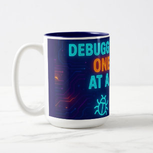 Caneca De Café Em Dois Tons 🖥️☕ Depurando a Vida um Café de Cada Vez – Neon T
