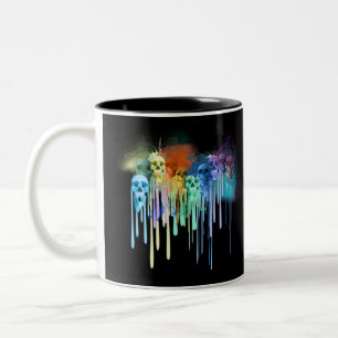 Caneca De Café Em Dois Tons Derreter crânios Coloridos Inclusos