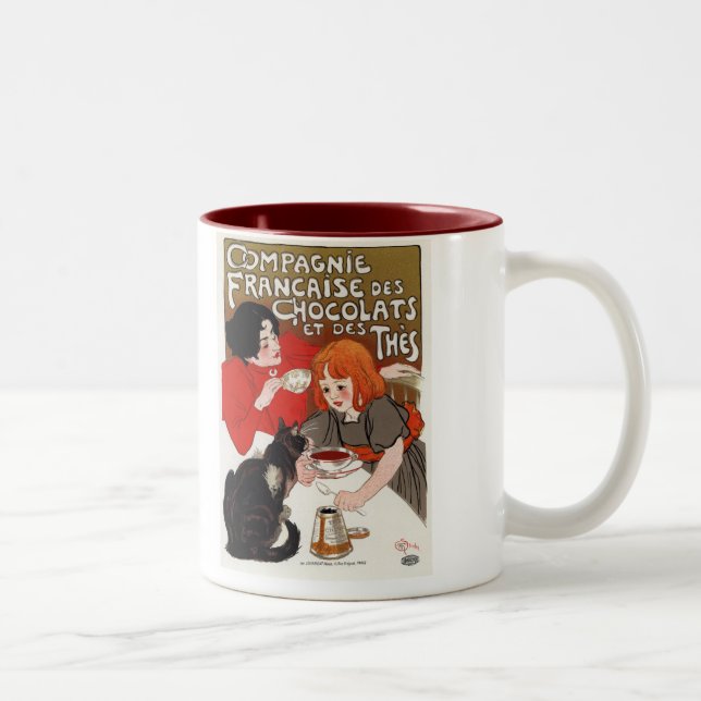 Caneca De Café Em Dois Tons DES Chocolats de Compagnie Francaise, Steinlen (Direita)