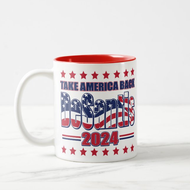 Caneca De Café Em Dois Tons DeSantis-2024-Take-America-Back- (Esquerda)