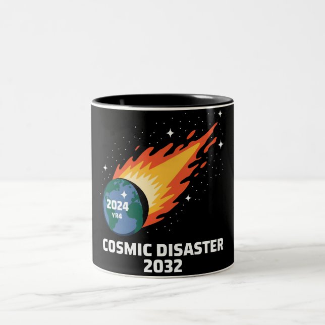 Caneca De Café Em Dois Tons Desastre Cósmico 2032 Impacto Asteroide (Centro)