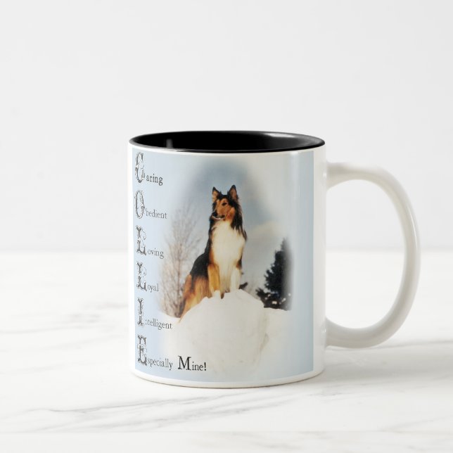 Caneca De Café Em Dois Tons Desativar Presentes de Collie Rough (Direita)