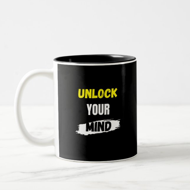 Caneca De Café Em Dois Tons Desbloqueie sua mente (Esquerda)