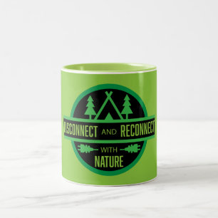 Caneca De Café Em Dois Tons Desconectar E Reconectar Com A Natureza