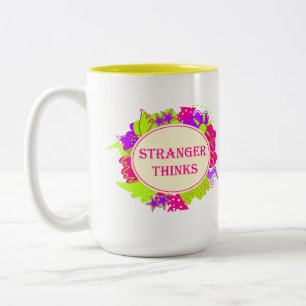 Caneca De Café Em Dois Tons Desconhecido pensa citação no estilo de programa d