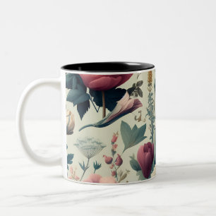 Caneca De Café Em Dois Tons Descubra o Padrão Botânico Floral de Primavera Inc