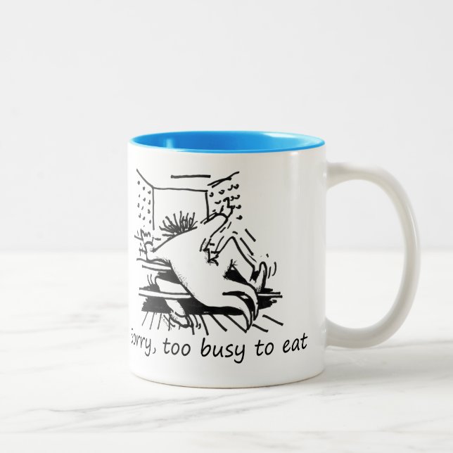 Caneca De Café Em Dois Tons Desculpe, muito ocupado para comer (Direita)