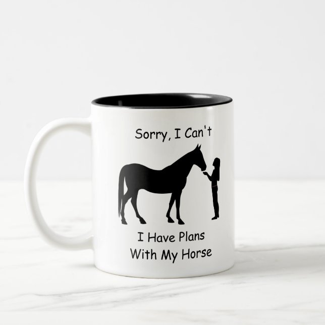 Caneca De Café Em Dois Tons Desculpe não poder, tenho planos com meu cavalo (Esquerda)