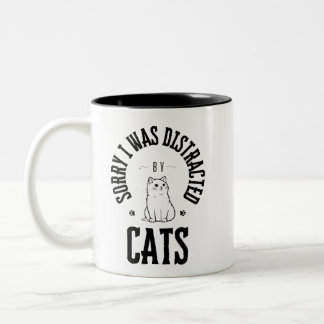 Caneca De Café Em Dois Tons Desculpe por ter me distraído com botões de gatos