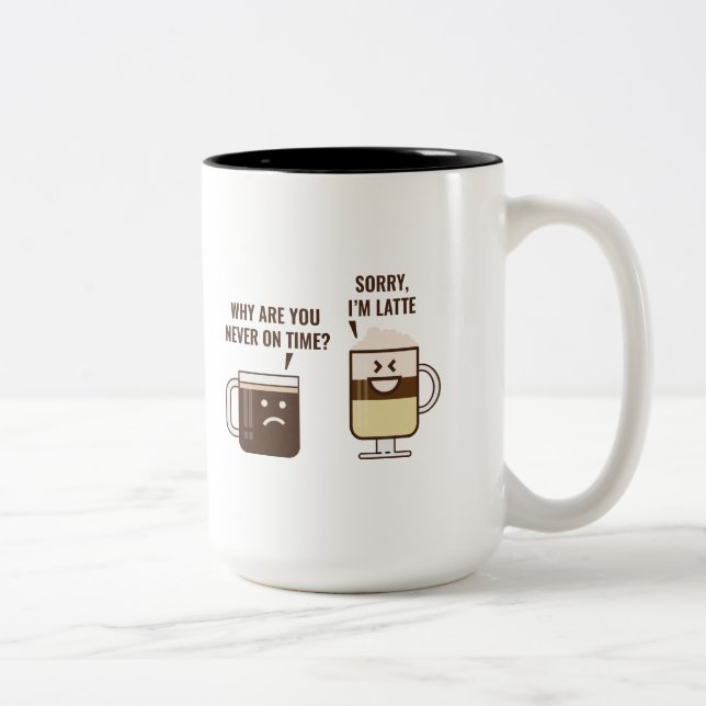 Caneca De Café Em Dois Tons Desculpe, sou o Latte (Direita)