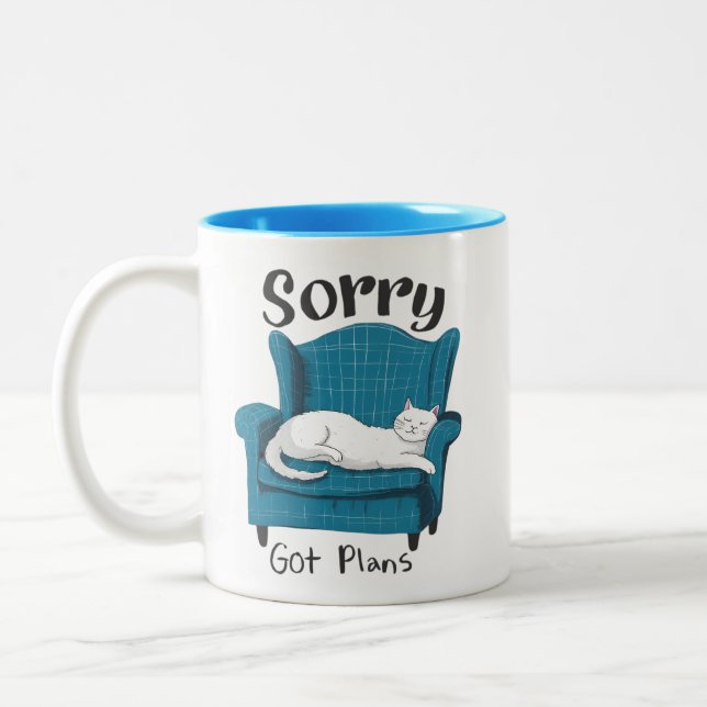 Caneca De Café Em Dois Tons Desculpe, tenho planos Presente engraçado para ama (Esquerda)