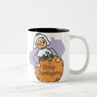 Caneca De Café Em Dois Tons Desdecoração de Ação de Graças de Peregrino
