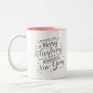 Caneca De Café Em Dois Tons Desejando um Feliz Natal