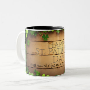 Caneca De Café Em Dois Tons Desejos de sorte no dia de São Patrício 🍀