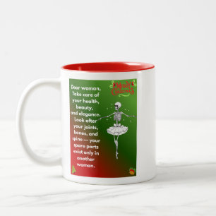 Caneca De Café Em Dois Tons Desejos engraçados de Natal para esqueleto feminin