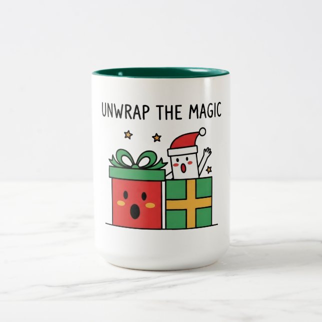 Caneca De Café Em Dois Tons Desembrulhar o Natal Mágico (Centro)