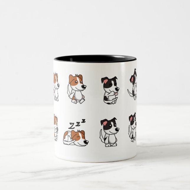Caneca De Café Em Dois Tons Desenho Adorável De Cães Cão Cúpula Cerâmica (Centro)