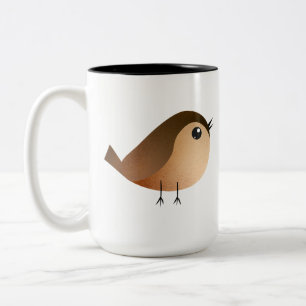 Caneca De Café Em Dois Tons Desenho animado de passarinho fofo