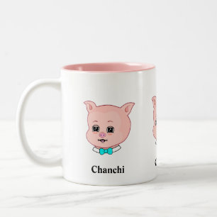Caneca De Café Em Dois Tons Desenho Animado de Porco Chanchi Fofo