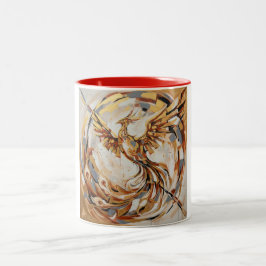Caneca De Café Em Dois Tons Desenho Artístico de Ave Mítica