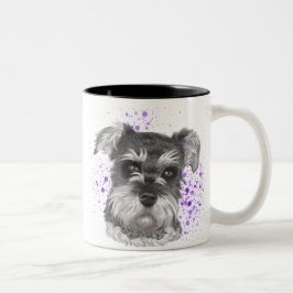 Caneca De Café Em Dois Tons Desenho bonito do cão do Schnauzer