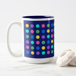 Caneca De Café Em Dois Tons Desenho Colorido de Pontos Geométricos para Louças