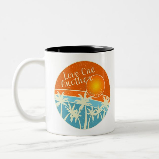 Caneca De Café Em Dois Tons Desenho Cristão Amar ao Próximo (Esquerda)