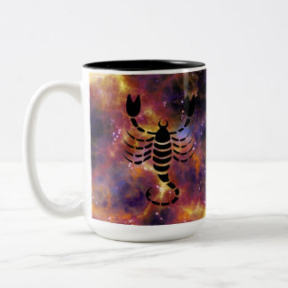 Caneca De Café Em Dois Tons Desenho da Galáxia do Zodíaco de Escorpião – Astro