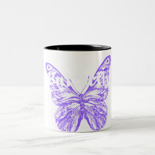 Caneca De Café Em Dois Tons desenho de arte de borboleta fofa