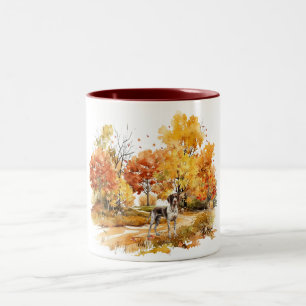 Caneca De Café Em Dois Tons Desenho de Cachorro de Outono em Aquarela - Pointe